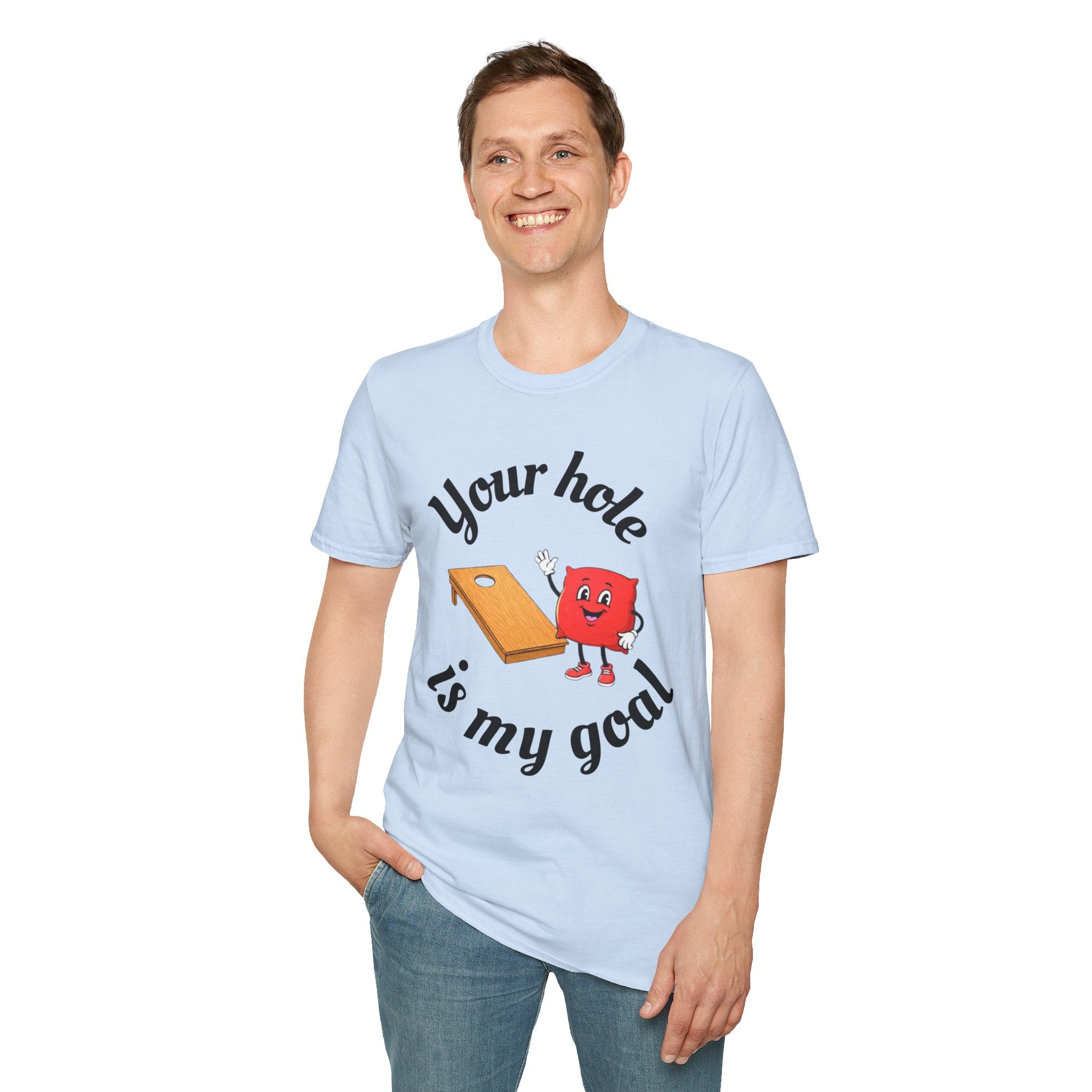 Cornhole Graphic T-Shirt — "Your Hole Is My Goal" Funny Cornhole Shirt