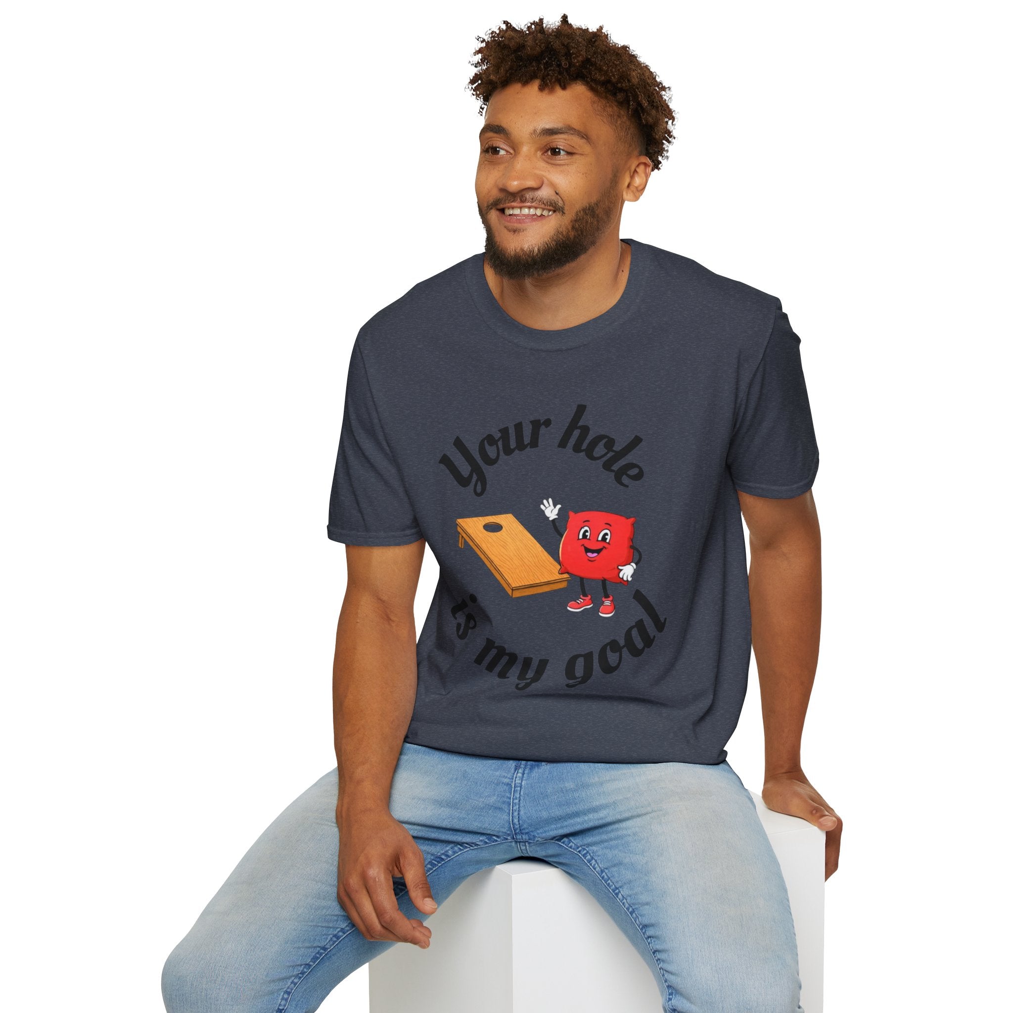 Cornhole Graphic T-Shirt — "Your Hole Is My Goal" Funny Cornhole Shirt