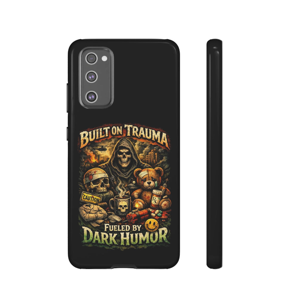 Phone Case — "Built on Trauma Fueled by Dark Humor" Grim Reaper Skull Teddy Design