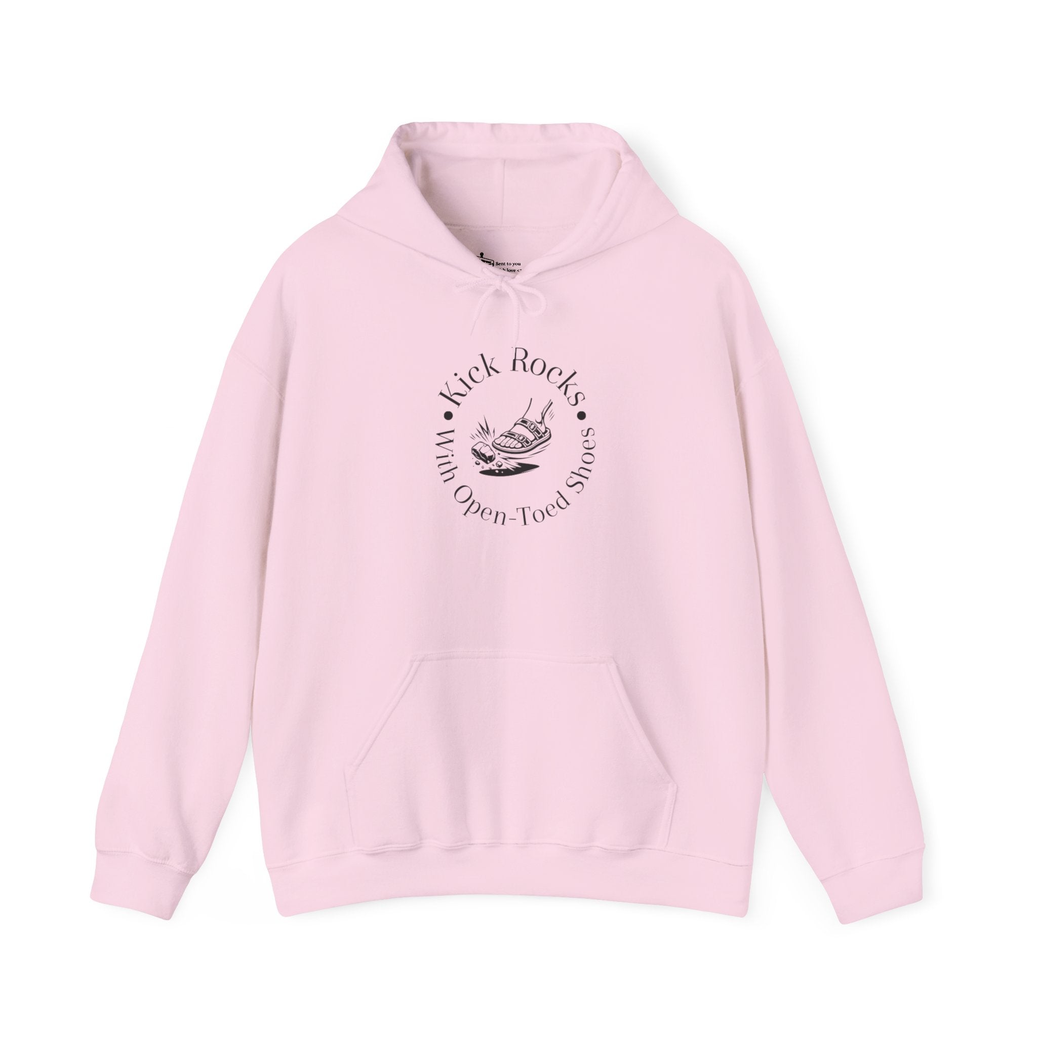 Kick Rocks Hoodie — 'Kick Rocks (With Open Toed Shoes)' Minimal Graphic Hooded Sweatshirt