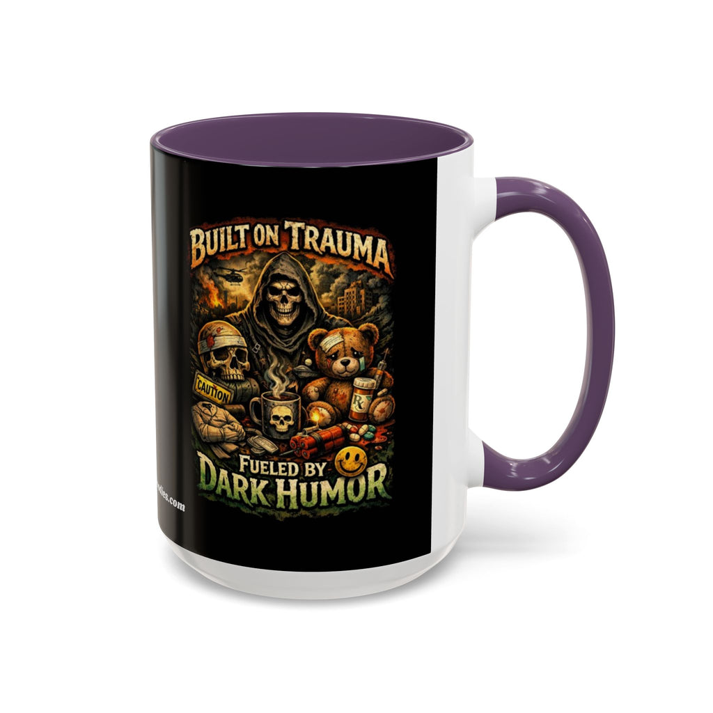 Coffee Mug — "Built on Trauma, Fueled by Dark Humor" Gothic Skull Accent Mug