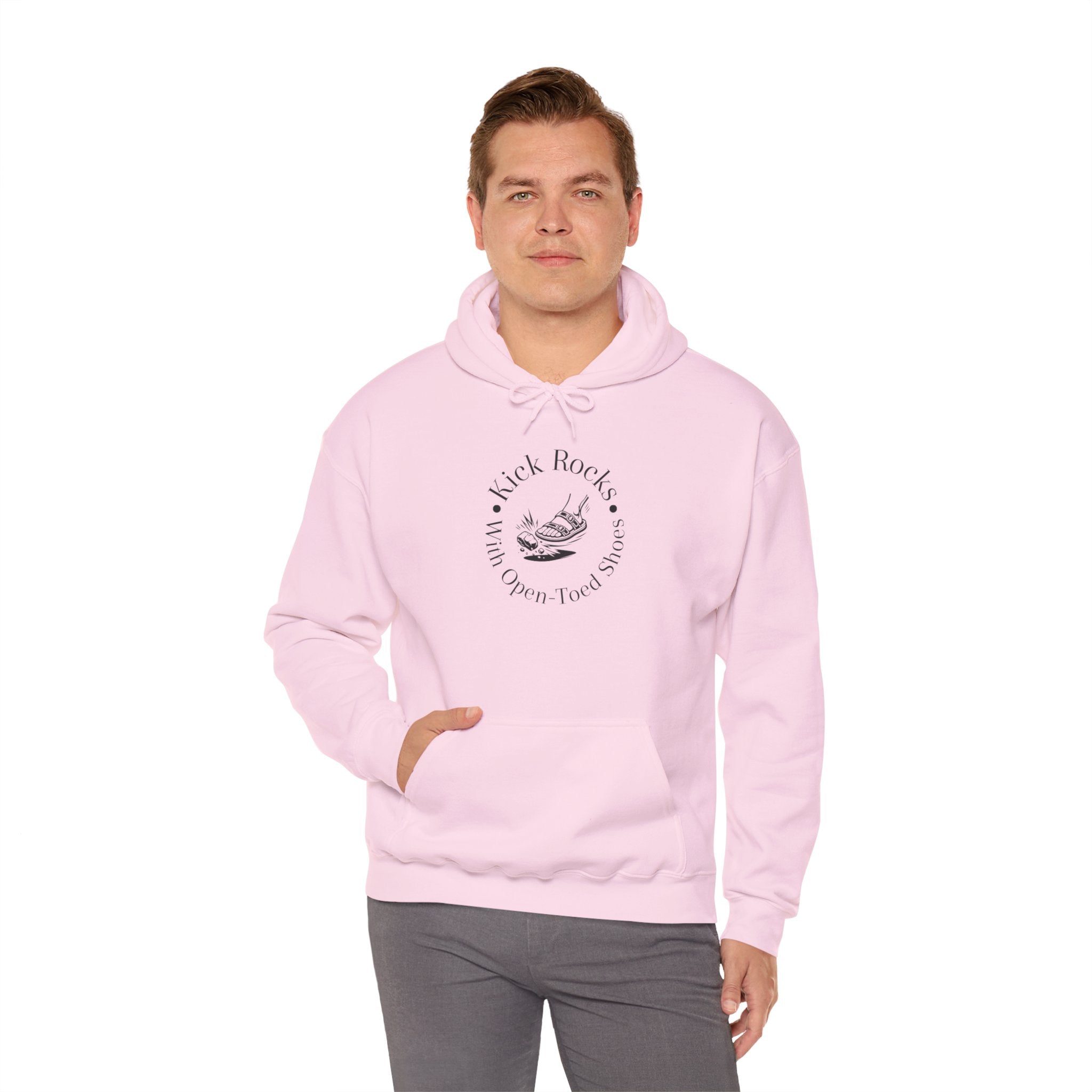 Kick Rocks Hoodie — 'Kick Rocks (With Open Toed Shoes)' Minimal Graphic Hooded Sweatshirt