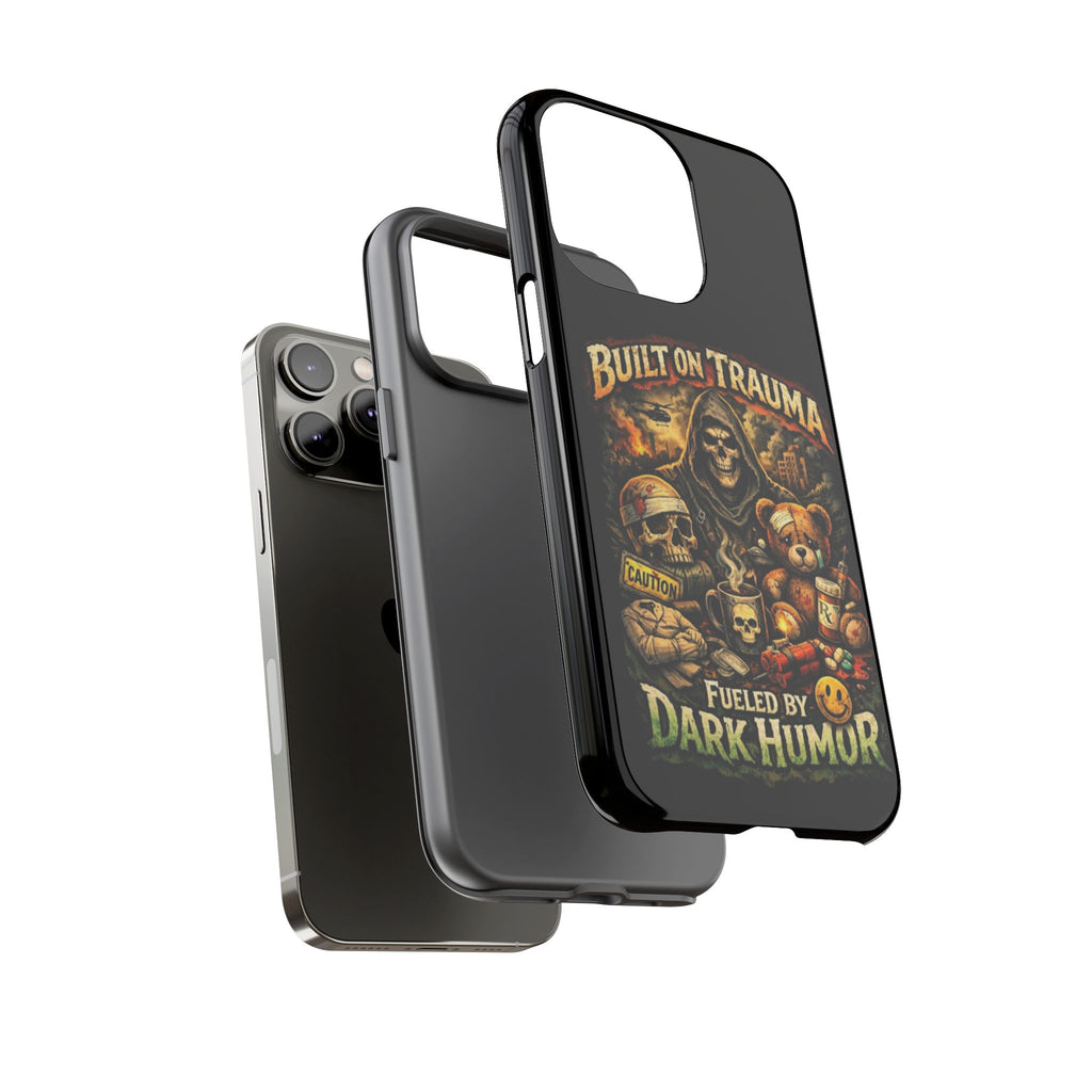 Phone Case — "Built on Trauma Fueled by Dark Humor" Grim Reaper Skull Teddy Design