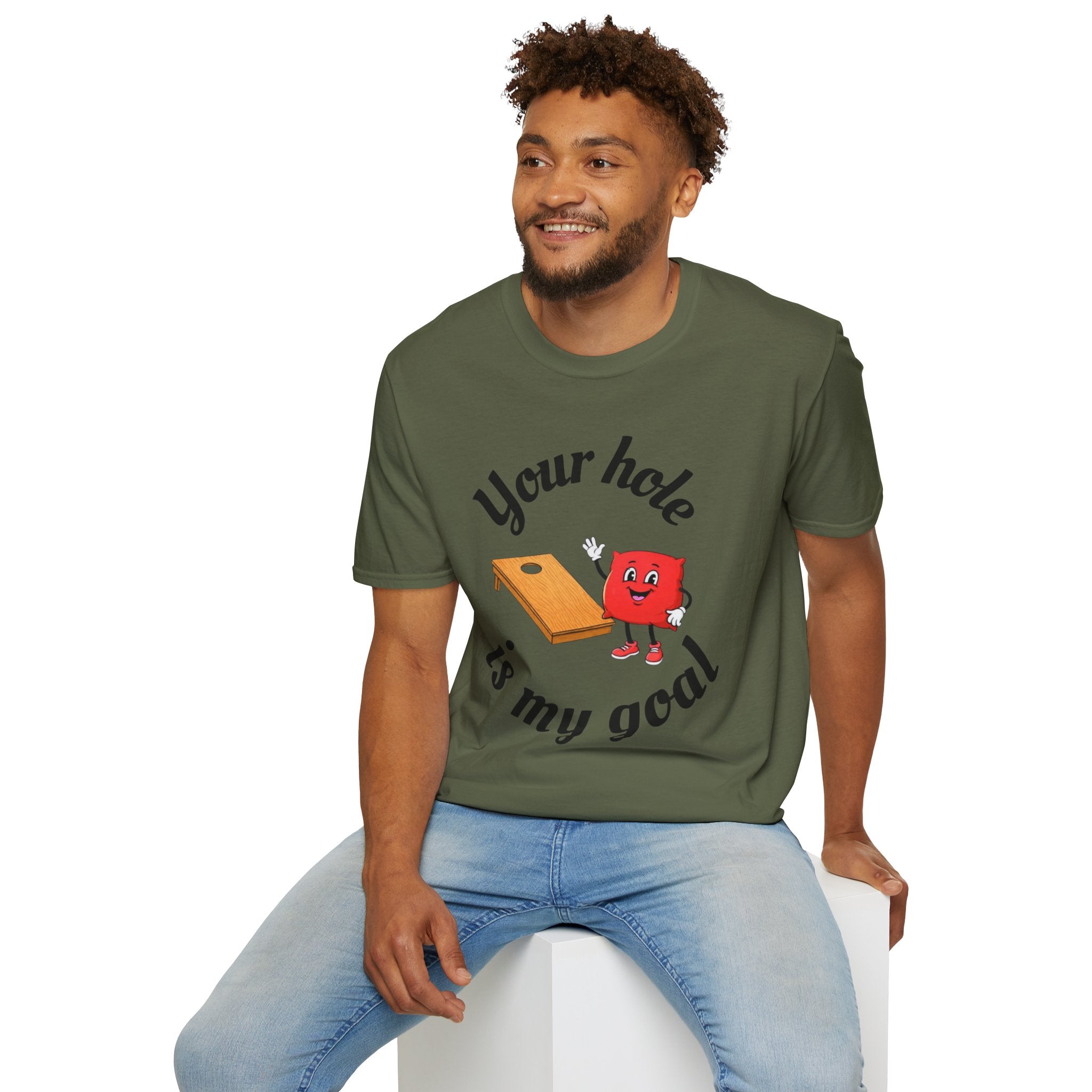 Cornhole Graphic T-Shirt — "Your Hole Is My Goal" Funny Cornhole Shirt