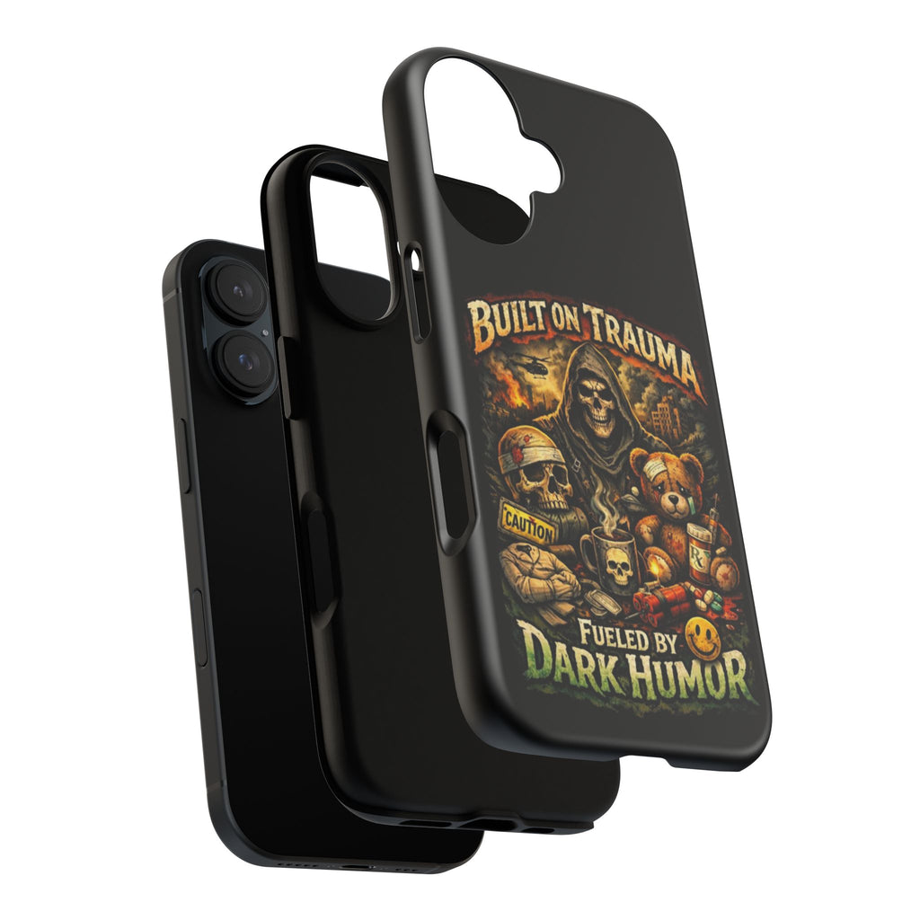 Phone Case — "Built on Trauma Fueled by Dark Humor" Grim Reaper Skull Teddy Design