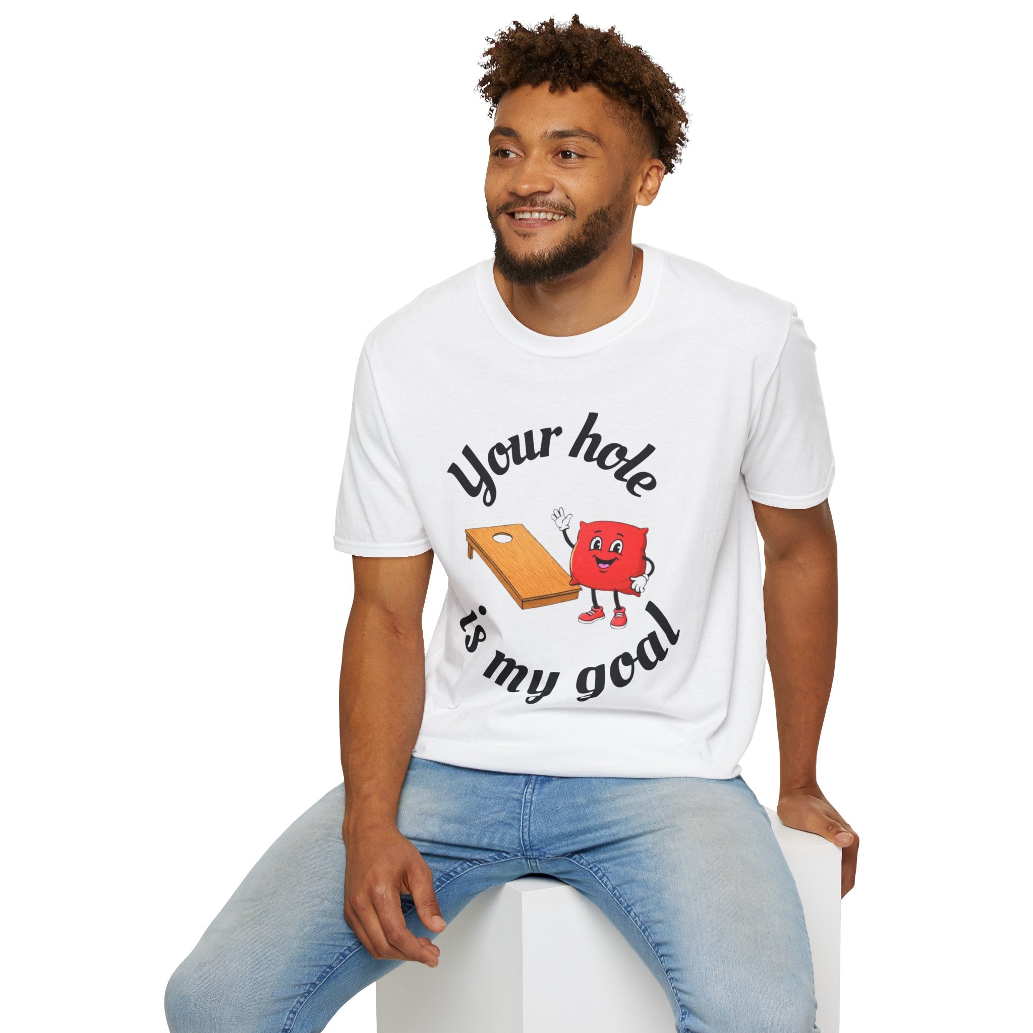 Cornhole Graphic T-Shirt — "Your Hole Is My Goal" Funny Cornhole Shirt