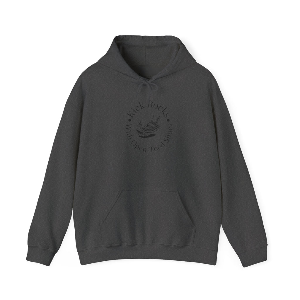 Kick Rocks Hoodie — 'Kick Rocks (With Open Toed Shoes)' Minimal Graphic Hooded Sweatshirt