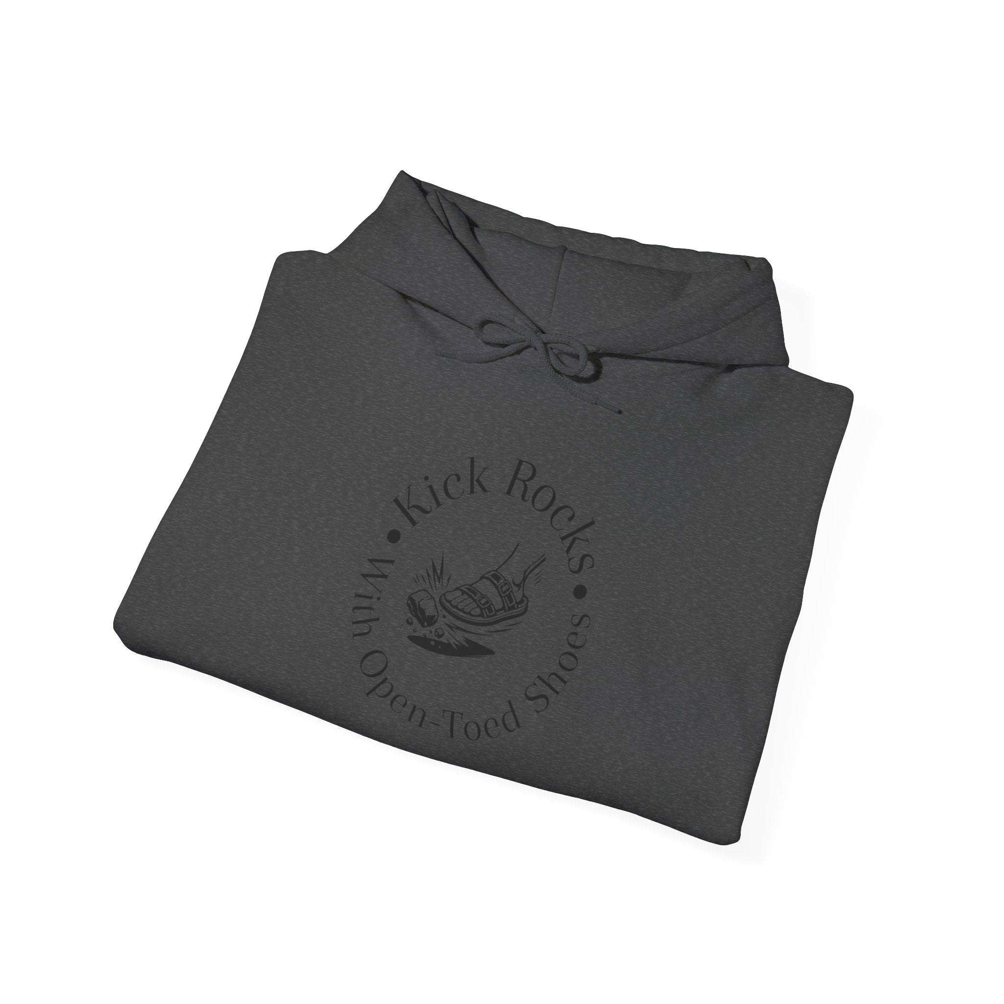 Kick Rocks Hoodie — 'Kick Rocks (With Open Toed Shoes)' Minimal Graphic Hooded Sweatshirt