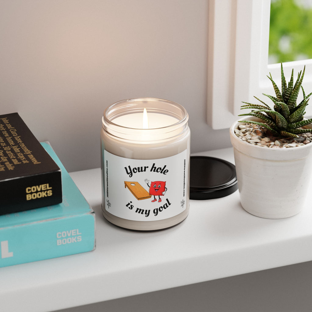 Soy Candle — "Your Hole Is My Goal" Cornhole Game Scented Candle (9oz)