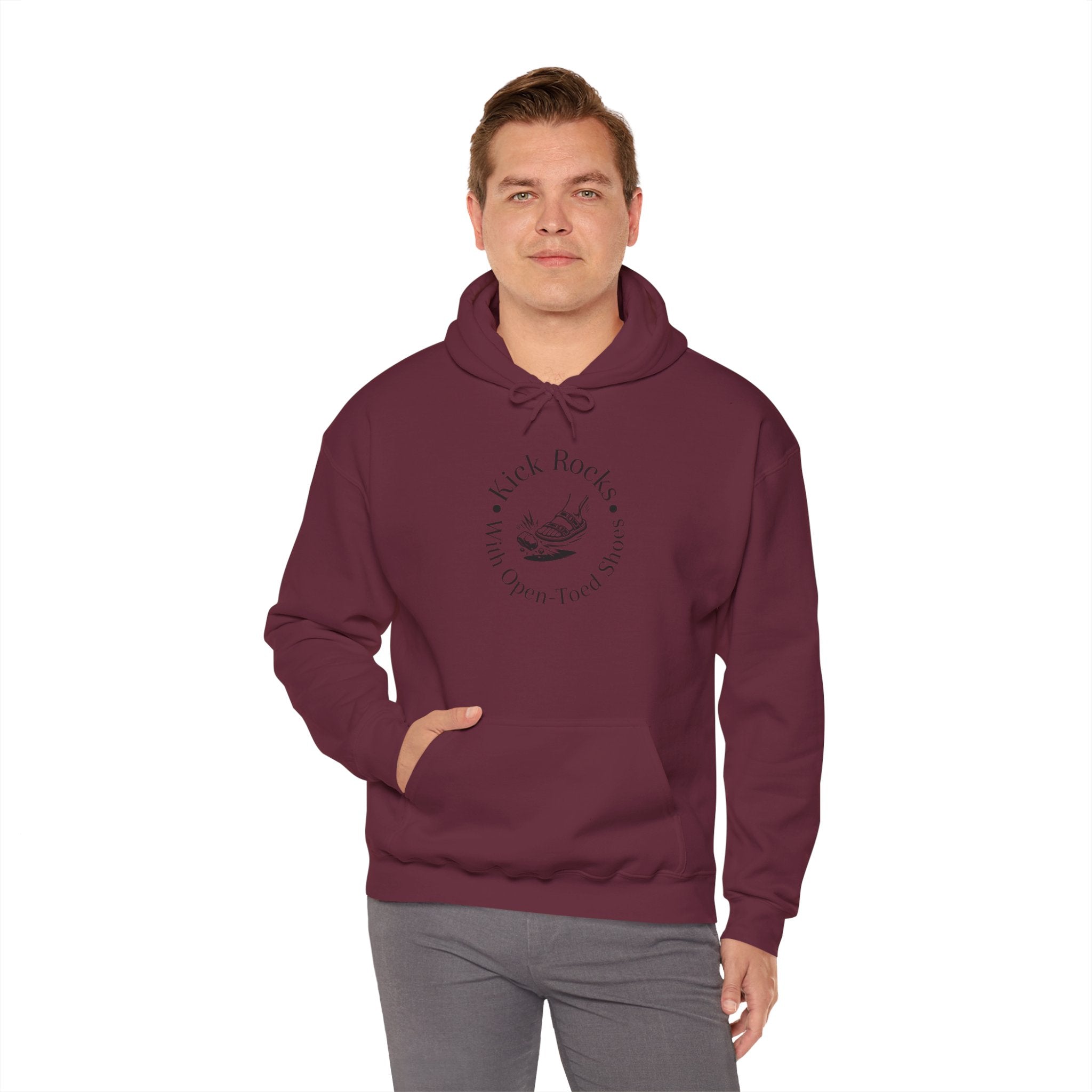 Kick Rocks Hoodie — 'Kick Rocks (With Open Toed Shoes)' Minimal Graphic Hooded Sweatshirt