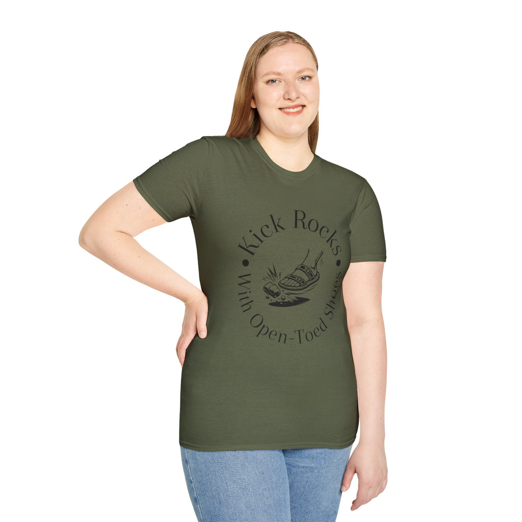 T-Shirt — "Kick Rocks With Open-Toed Shoes" Graphic Tee