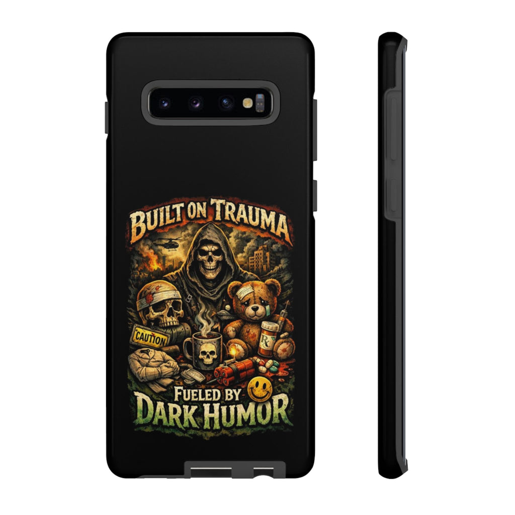 Phone Case — "Built on Trauma Fueled by Dark Humor" Grim Reaper Skull Teddy Design