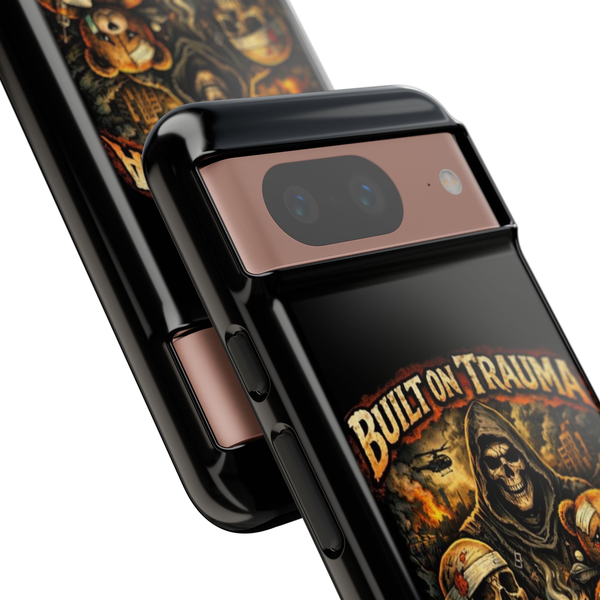 Phone Case — "Built on Trauma Fueled by Dark Humor" Grim Reaper Skull Teddy Design