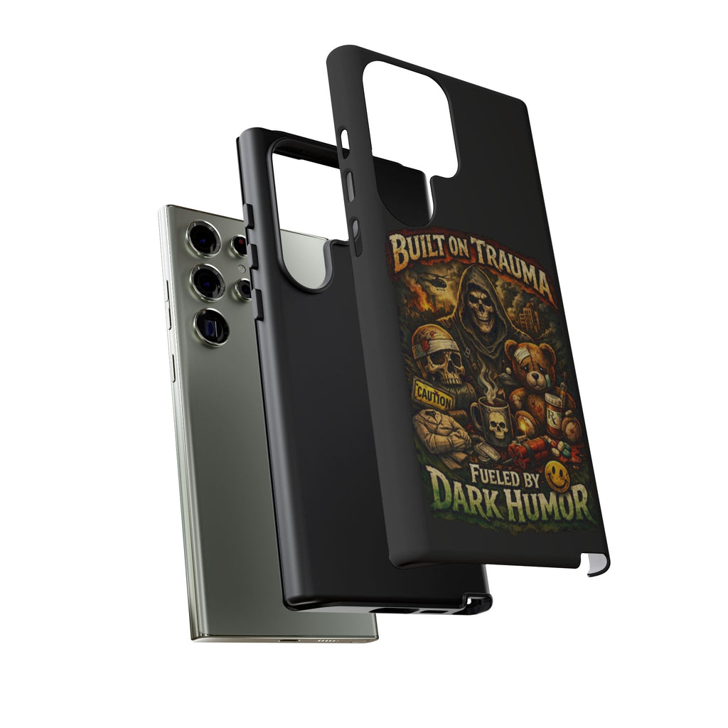 Phone Case — "Built on Trauma Fueled by Dark Humor" Grim Reaper Skull Teddy Design