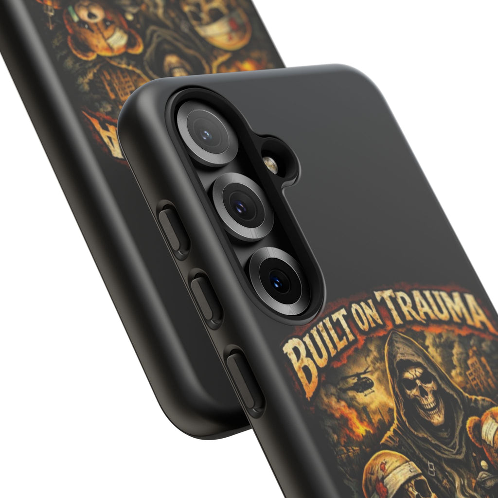 Phone Case — "Built on Trauma Fueled by Dark Humor" Grim Reaper Skull Teddy Design