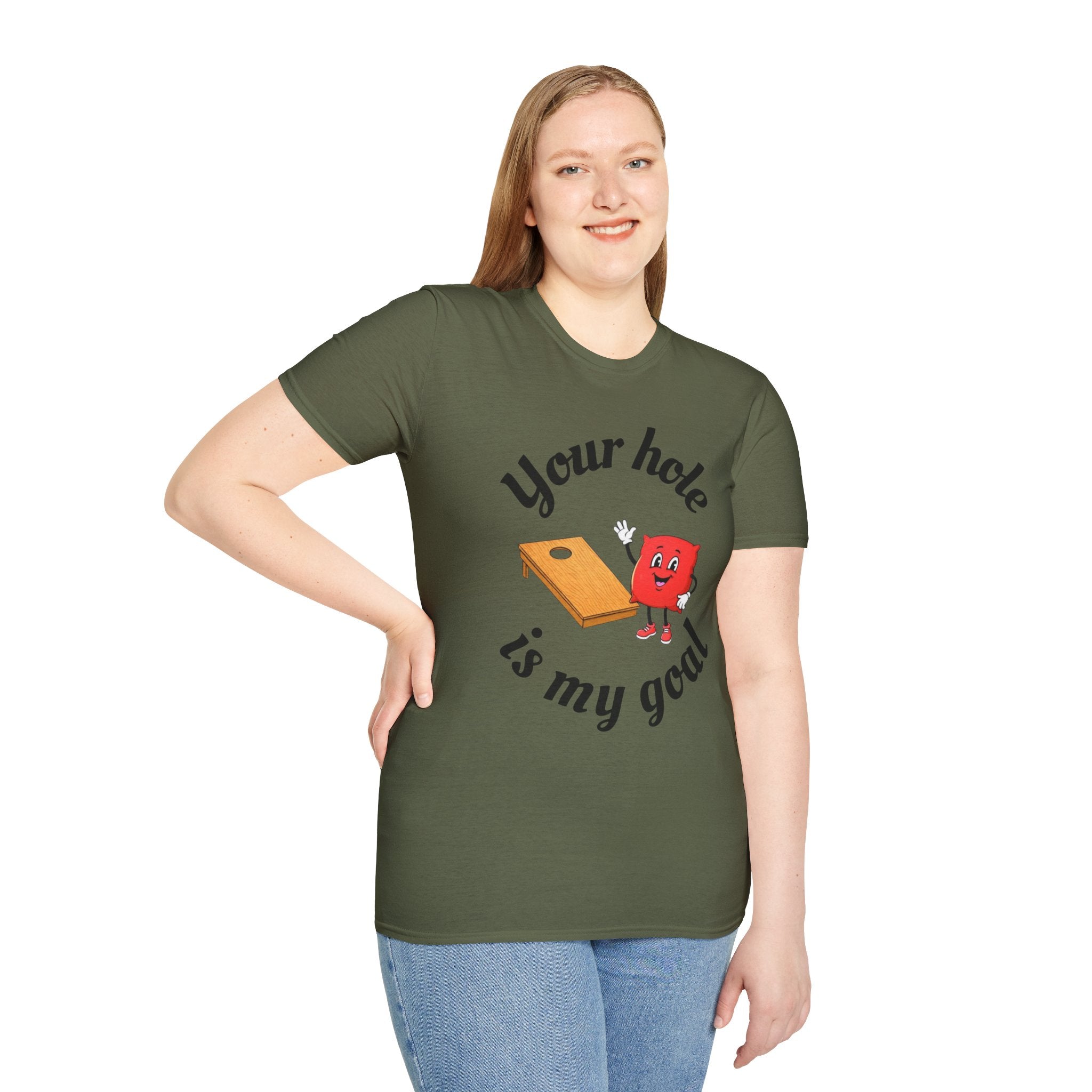 Cornhole Graphic T-Shirt — "Your Hole Is My Goal" Funny Cornhole Shirt