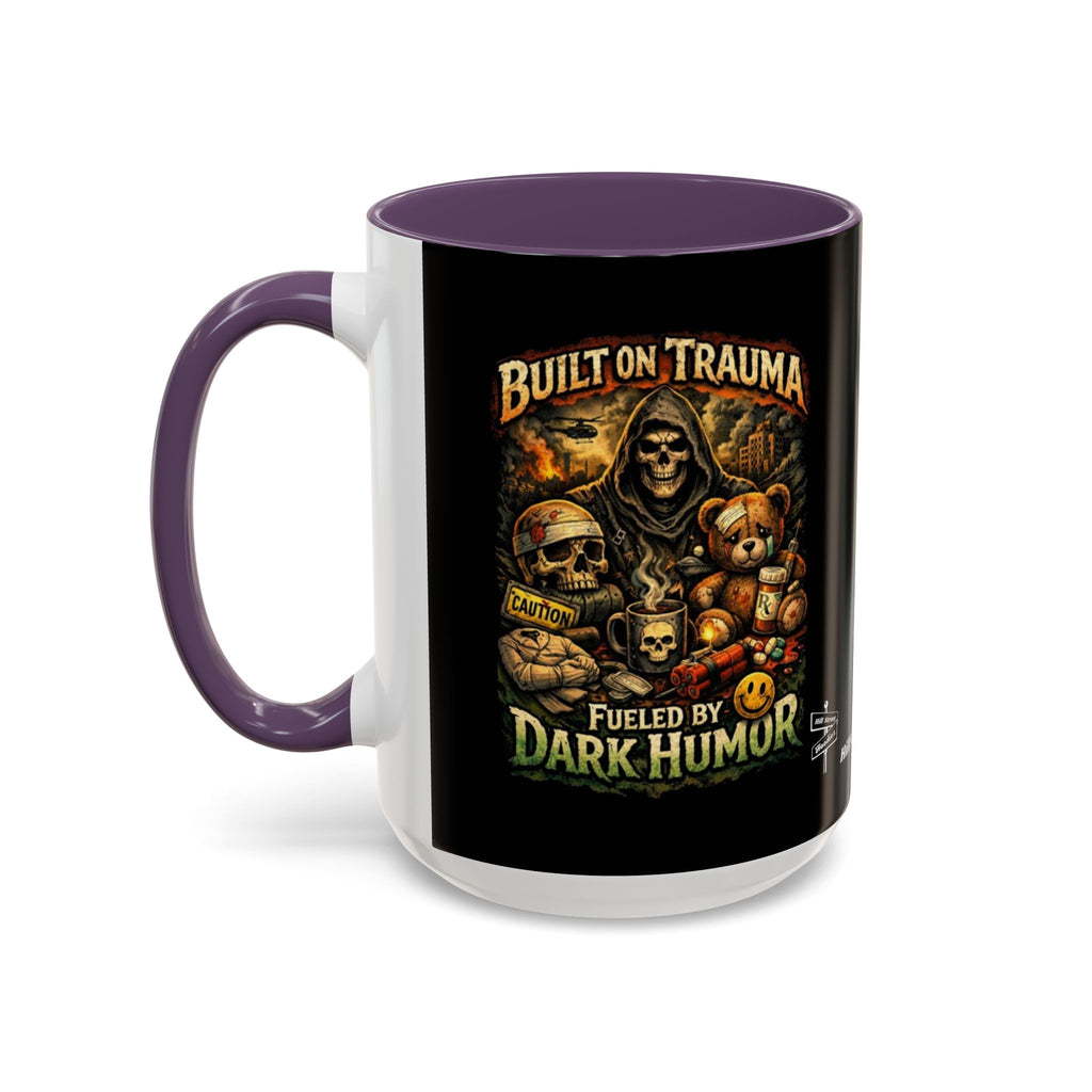 Coffee Mug — "Built on Trauma, Fueled by Dark Humor" Gothic Skull Accent Mug
