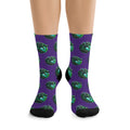 Green Dragon Heart Pattern Socks — Recycled-Poly Crew Socks, Eco-Friendly Fantasy Gift
