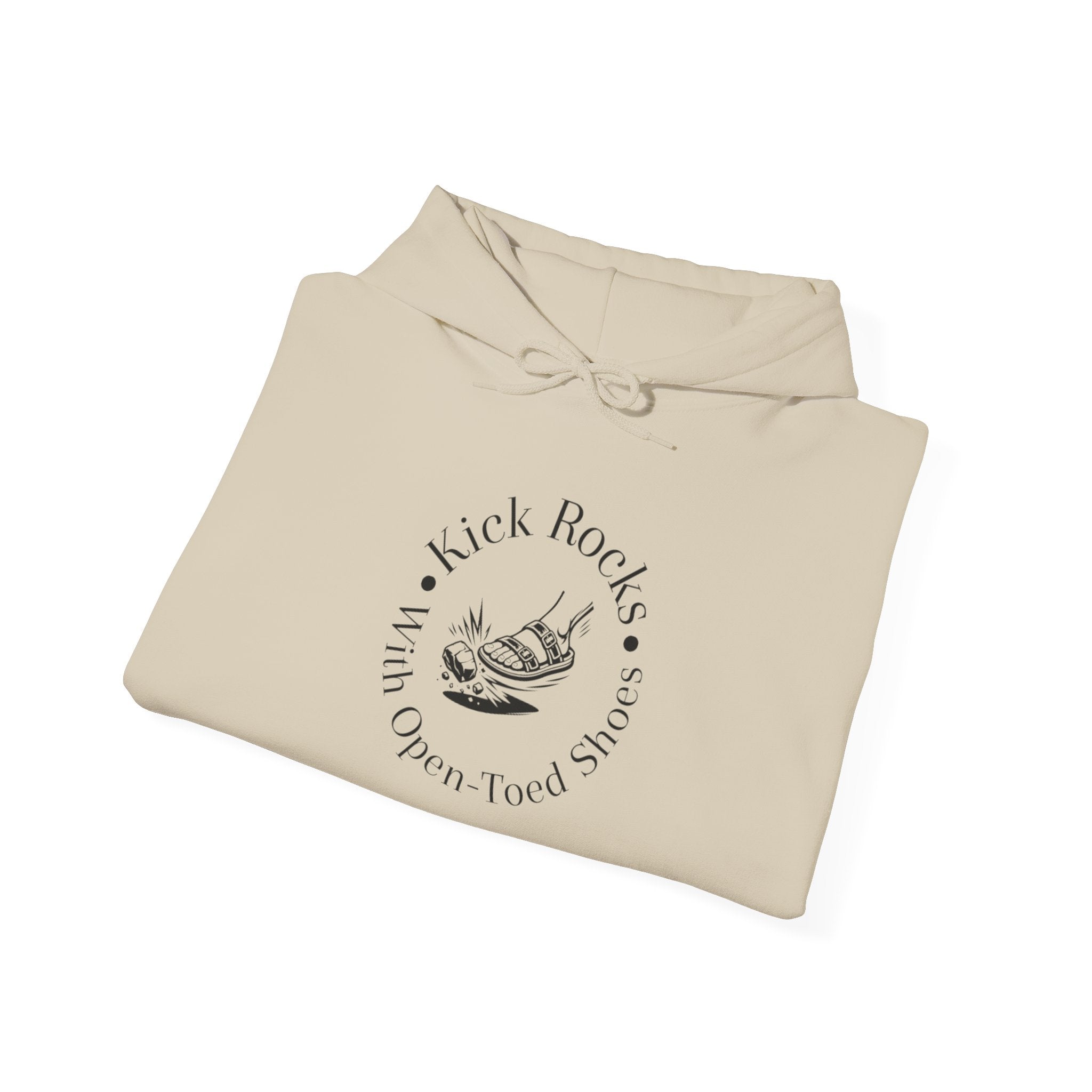 Kick Rocks Hoodie — 'Kick Rocks (With Open Toed Shoes)' Minimal Graphic Hooded Sweatshirt