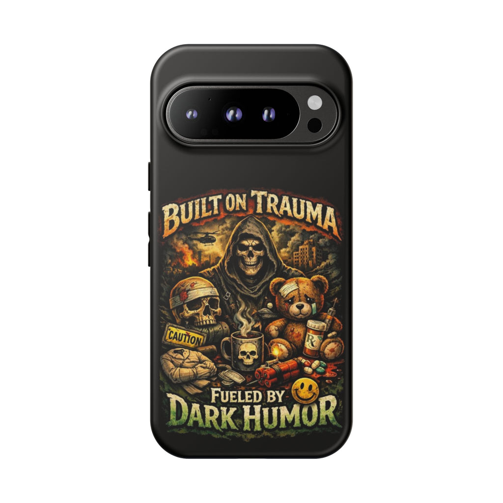 Phone Case — "Built on Trauma Fueled by Dark Humor" Grim Reaper Skull Teddy Design