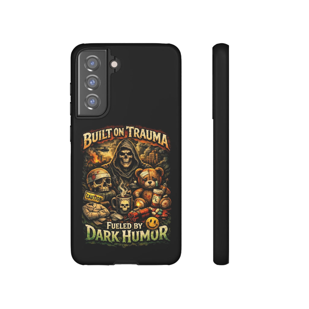 Phone Case — "Built on Trauma Fueled by Dark Humor" Grim Reaper Skull Teddy Design