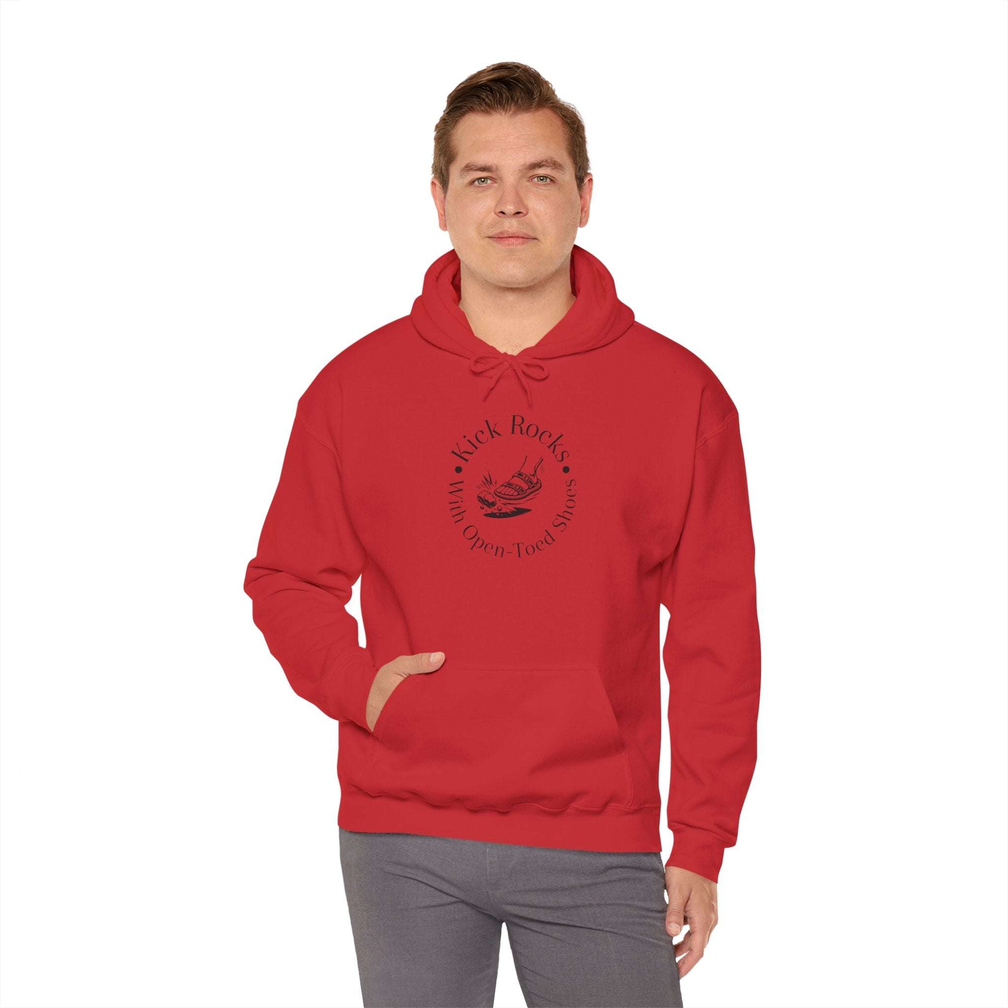 Kick Rocks Hoodie — 'Kick Rocks (With Open Toed Shoes)' Minimal Graphic Hooded Sweatshirt