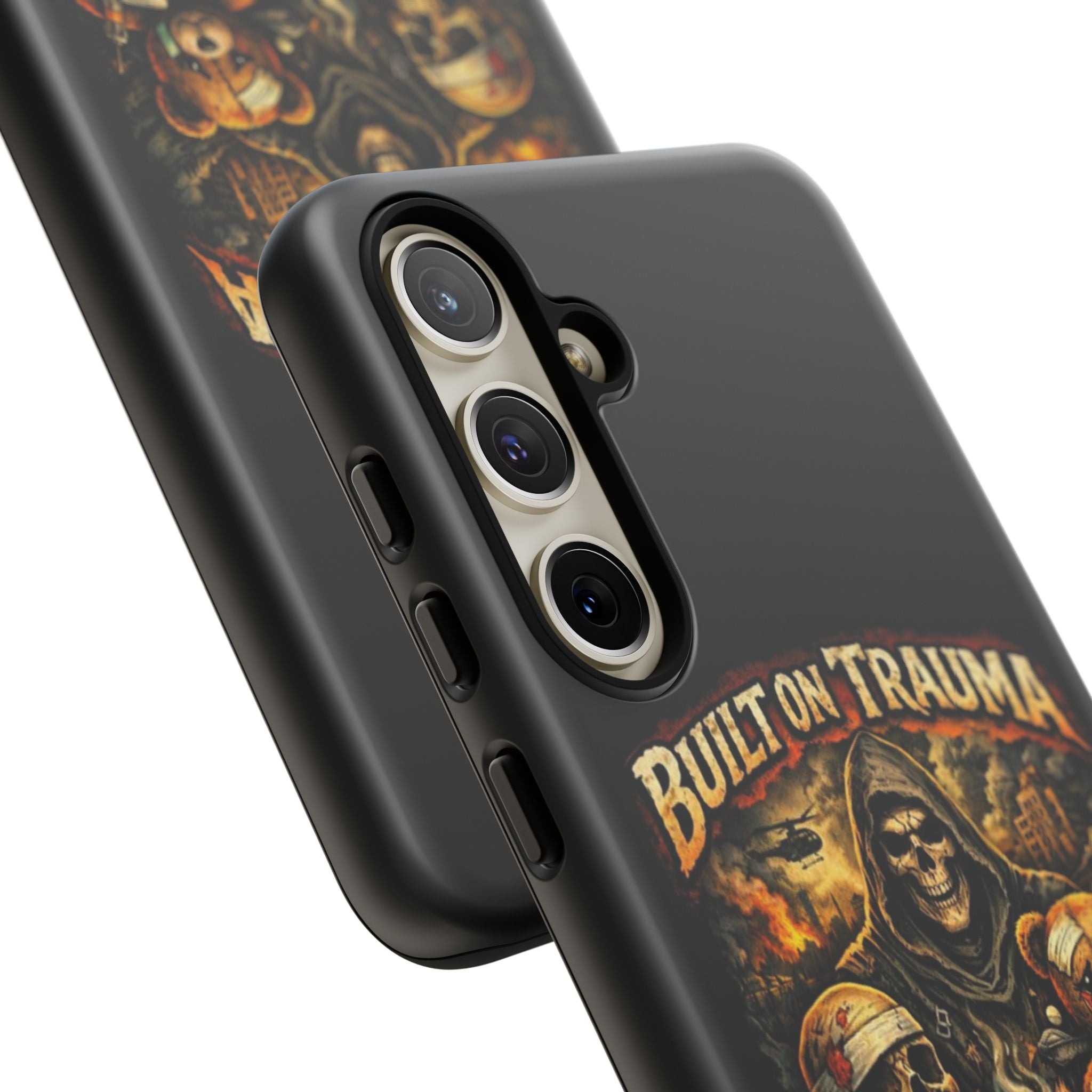 Phone Case — "Built on Trauma Fueled by Dark Humor" Grim Reaper Skull Teddy Design