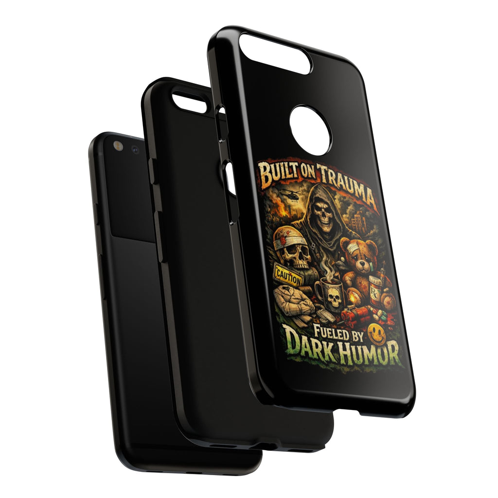 Phone Case — "Built on Trauma Fueled by Dark Humor" Grim Reaper Skull Teddy Design