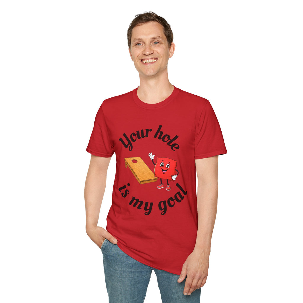 Cornhole Graphic T-Shirt — "Your Hole Is My Goal" Funny Cornhole Shirt
