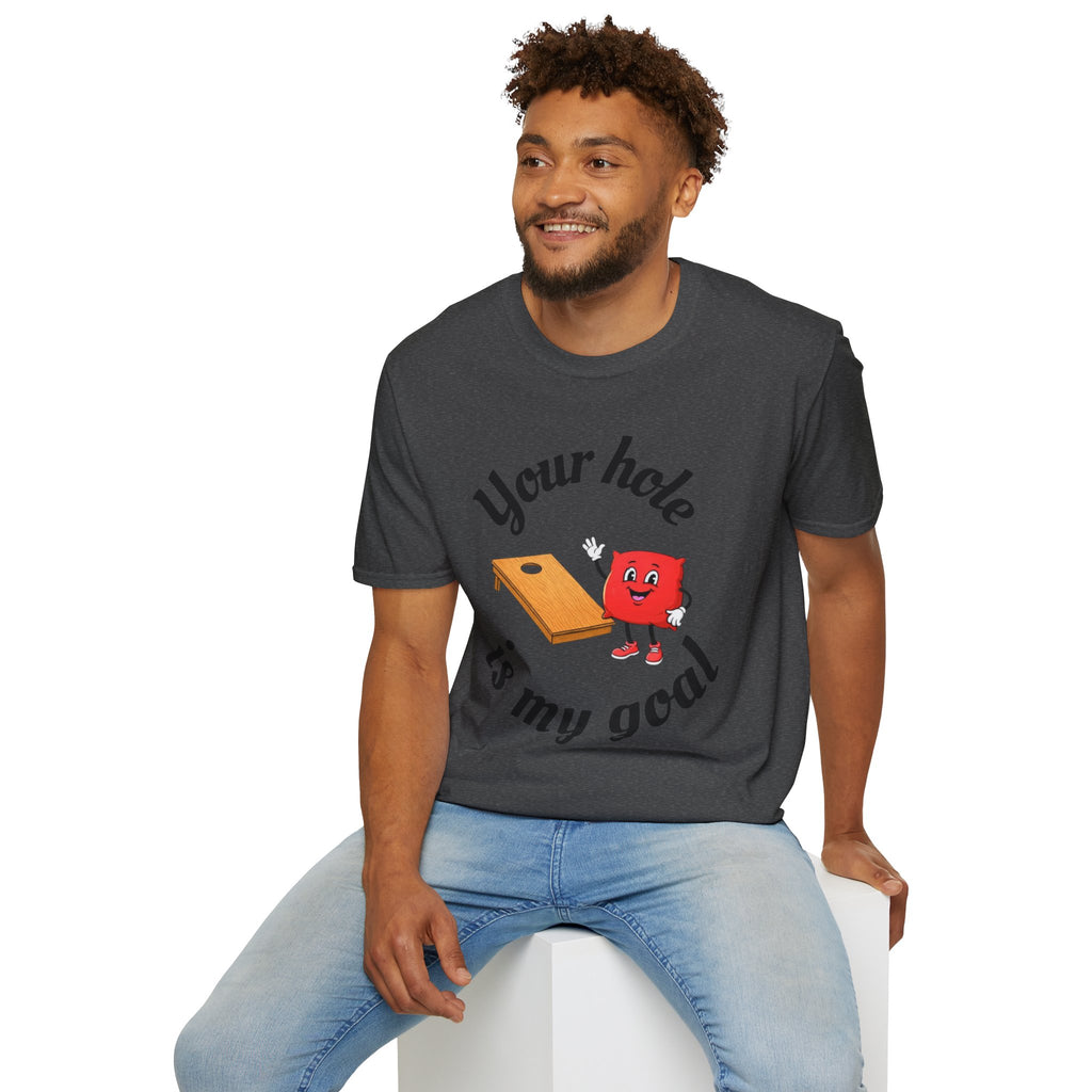 Cornhole Graphic T-Shirt — "Your Hole Is My Goal" Funny Cornhole Shirt