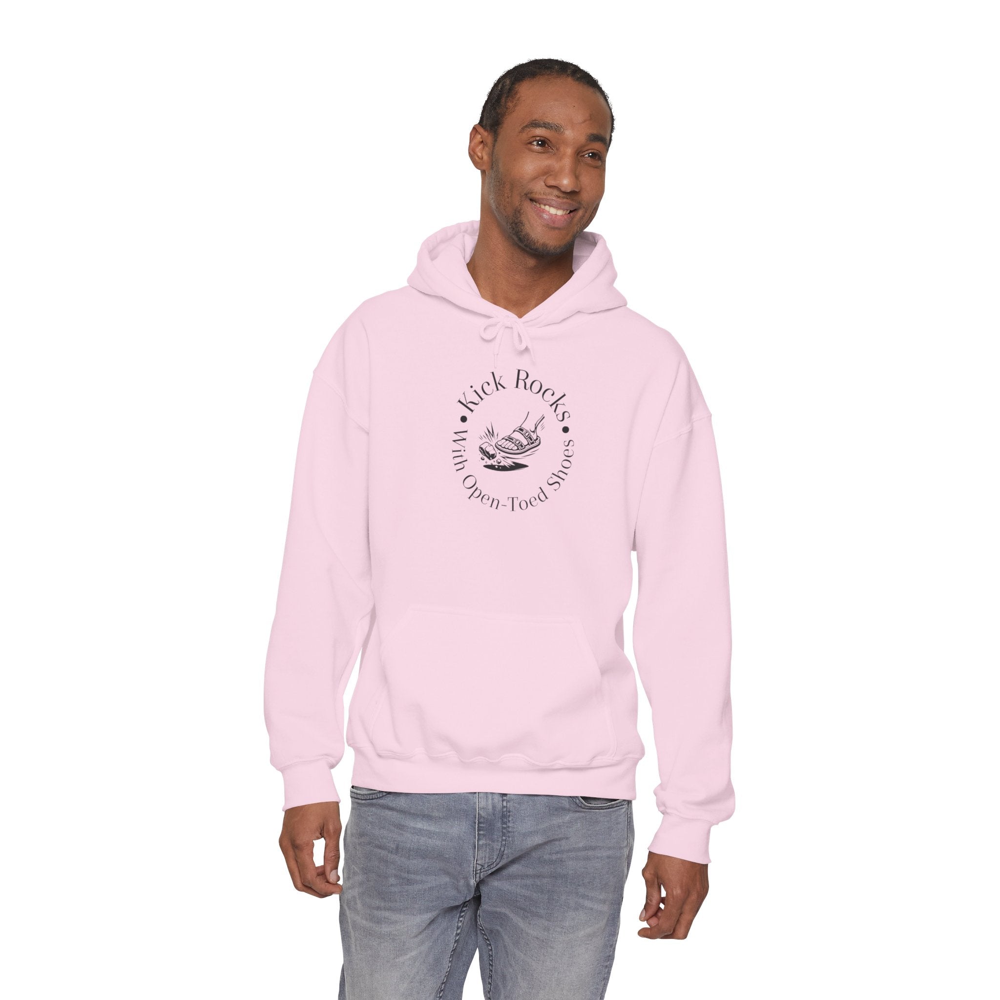 Kick Rocks Hoodie — 'Kick Rocks (With Open Toed Shoes)' Minimal Graphic Hooded Sweatshirt