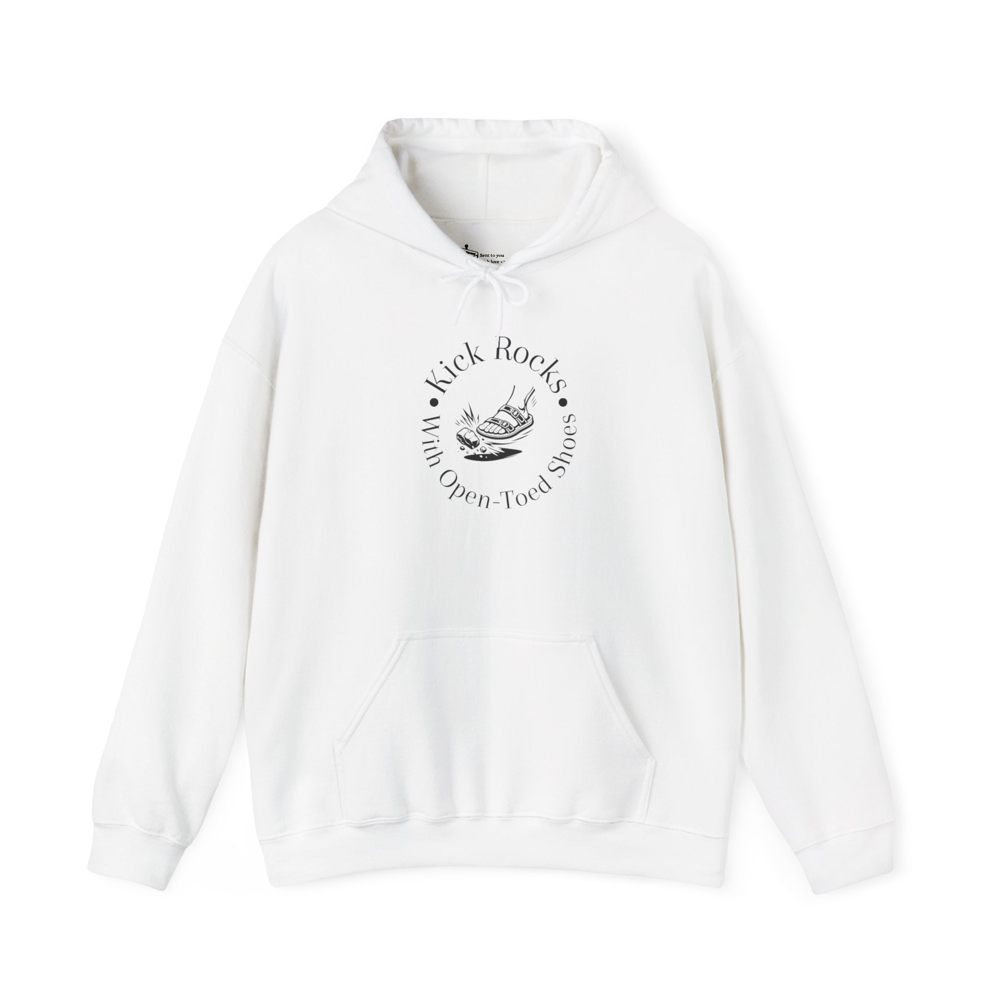 Kick Rocks Hoodie — 'Kick Rocks (With Open Toed Shoes)' Minimal Graphic Hooded Sweatshirt