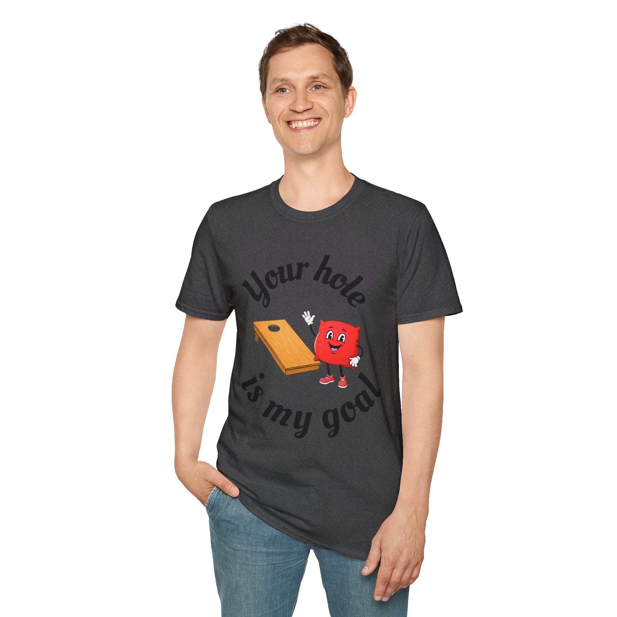 Cornhole Graphic T-Shirt — "Your Hole Is My Goal" Funny Cornhole Shirt