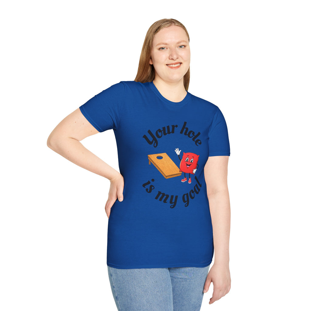 Cornhole Graphic T-Shirt — "Your Hole Is My Goal" Funny Cornhole Shirt