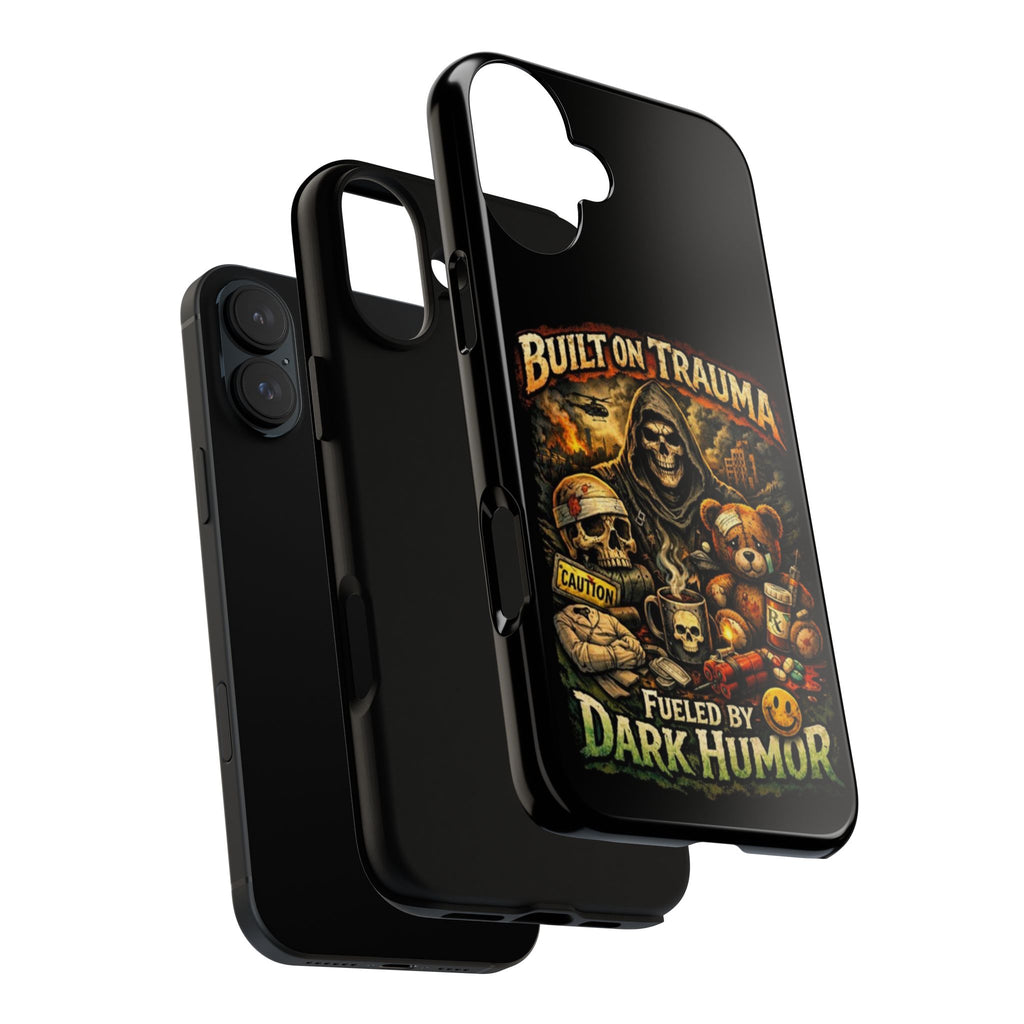 Phone Case — "Built on Trauma Fueled by Dark Humor" Grim Reaper Skull Teddy Design