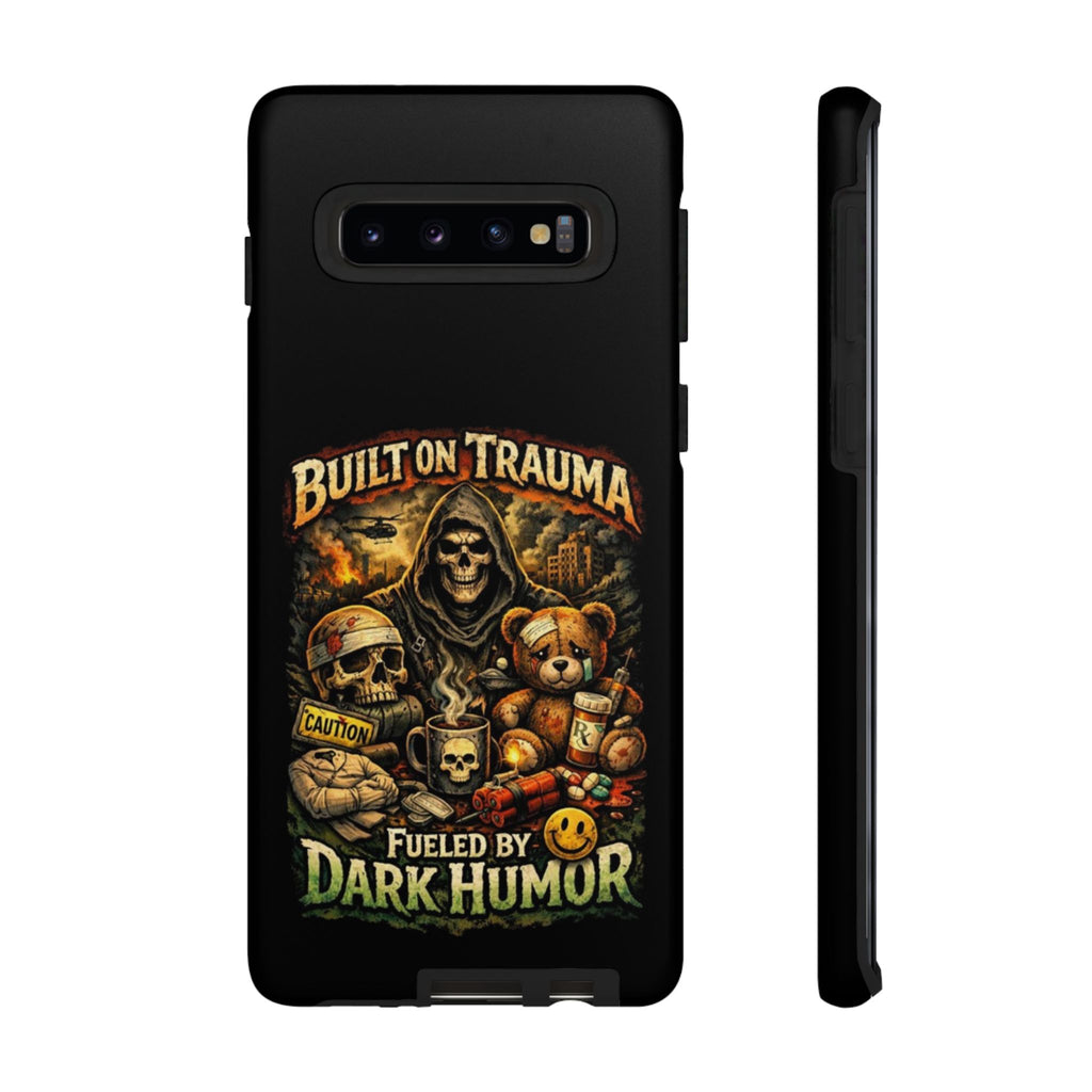 Phone Case — "Built on Trauma Fueled by Dark Humor" Grim Reaper Skull Teddy Design
