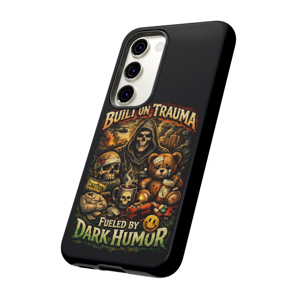 Phone Case — "Built on Trauma Fueled by Dark Humor" Grim Reaper Skull Teddy Design