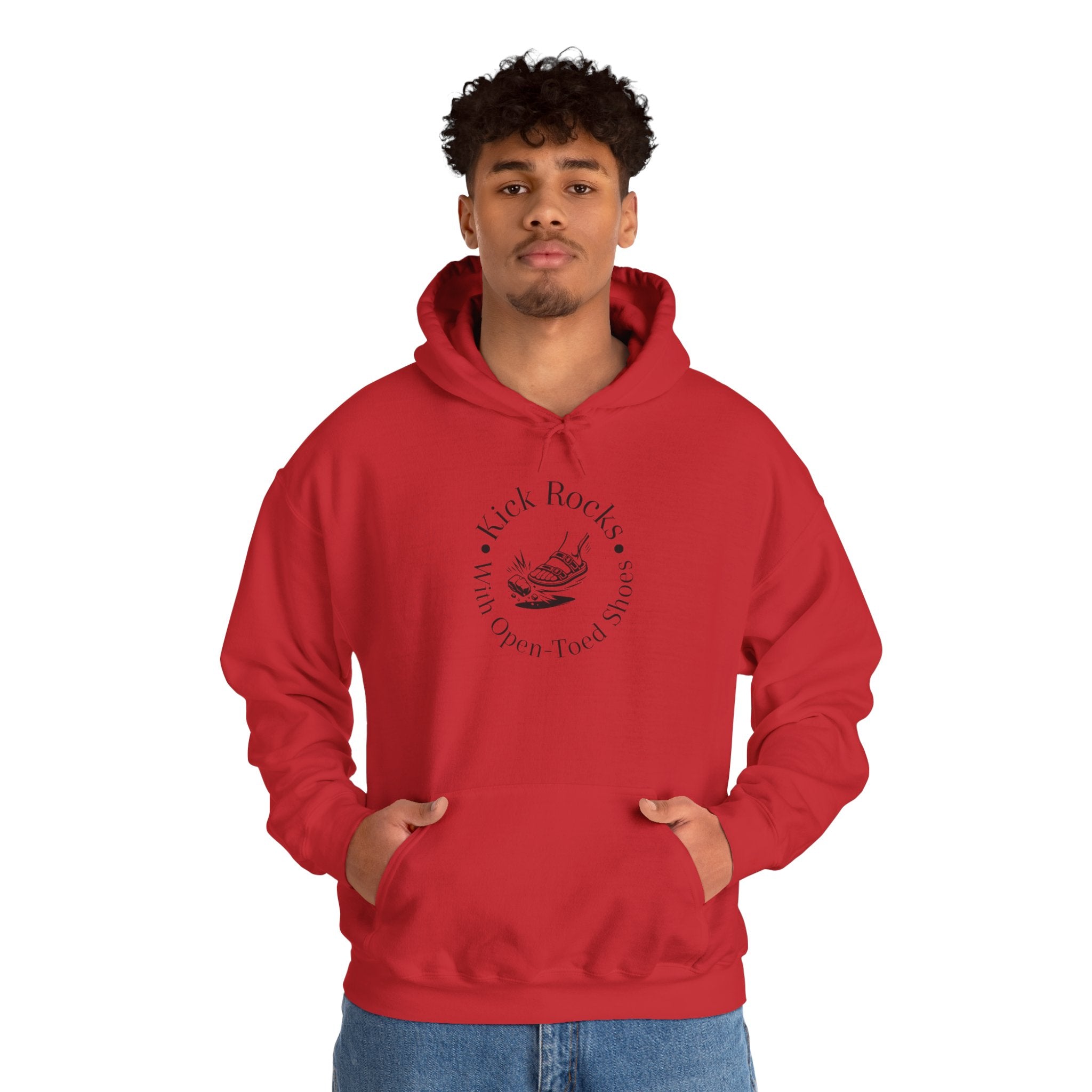 Kick Rocks Hoodie — 'Kick Rocks (With Open Toed Shoes)' Minimal Graphic Hooded Sweatshirt