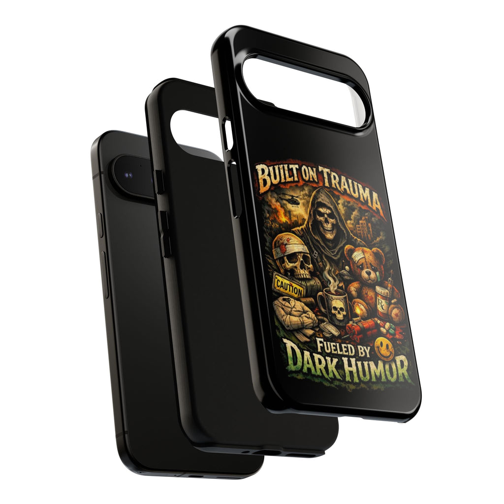 Phone Case — "Built on Trauma Fueled by Dark Humor" Grim Reaper Skull Teddy Design