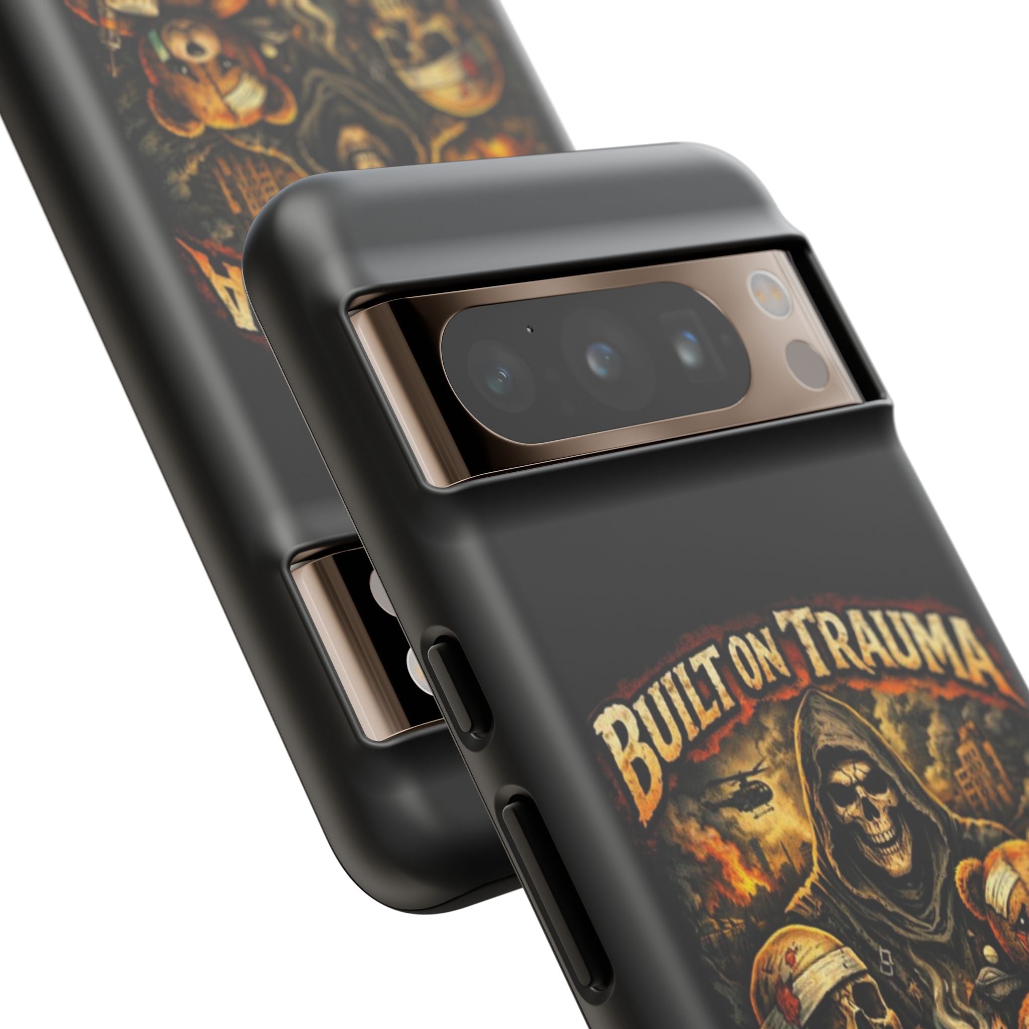 Phone Case — "Built on Trauma Fueled by Dark Humor" Grim Reaper Skull Teddy Design