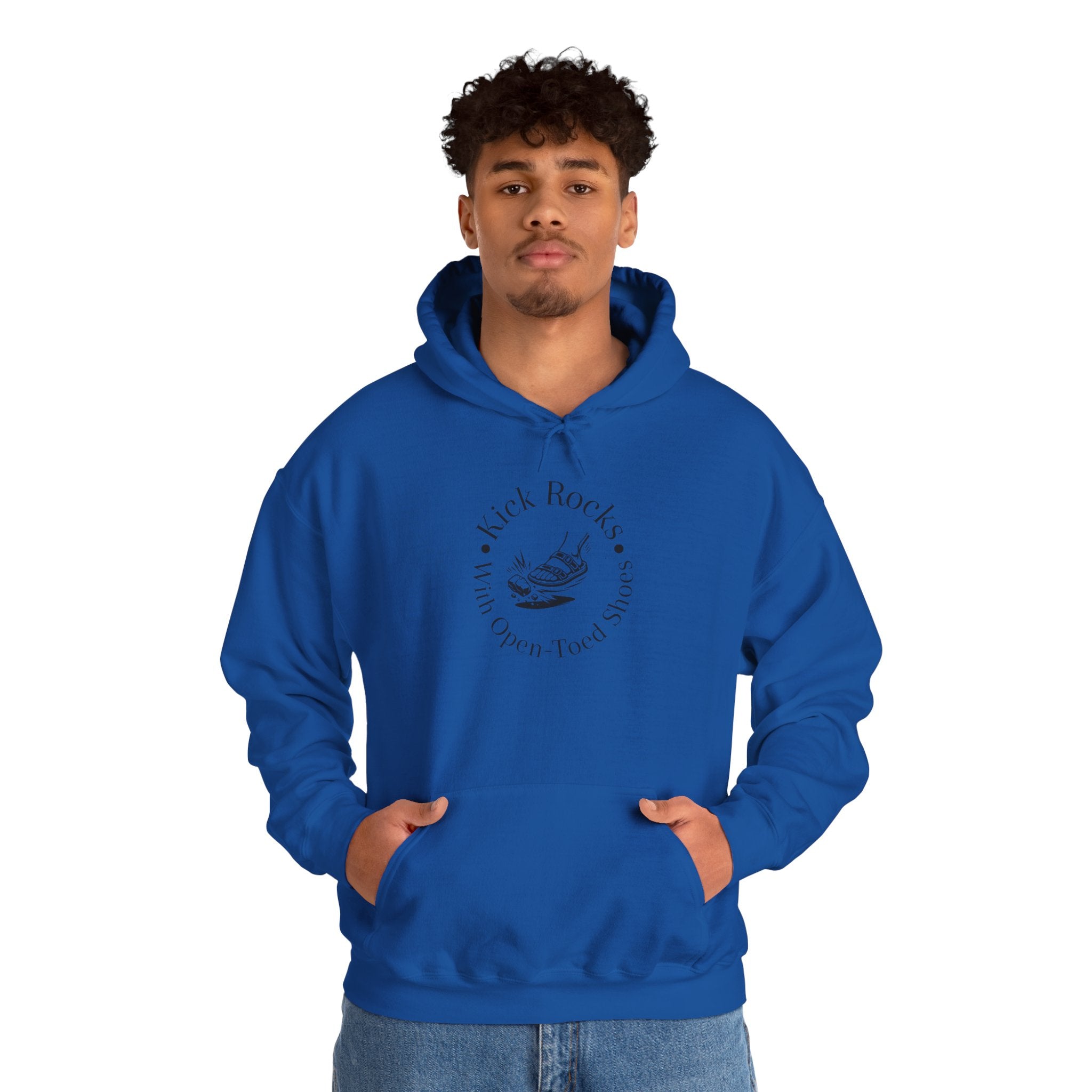 Kick Rocks Hoodie — 'Kick Rocks (With Open Toed Shoes)' Minimal Graphic Hooded Sweatshirt