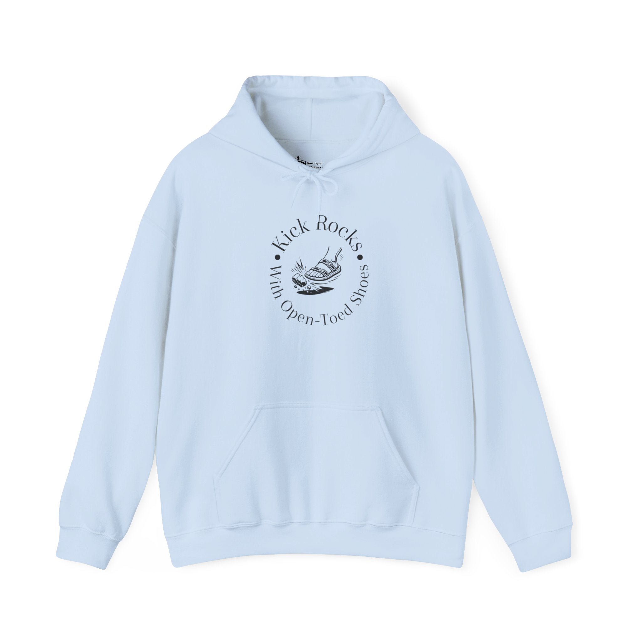 Kick Rocks Hoodie — 'Kick Rocks (With Open Toed Shoes)' Minimal Graphic Hooded Sweatshirt